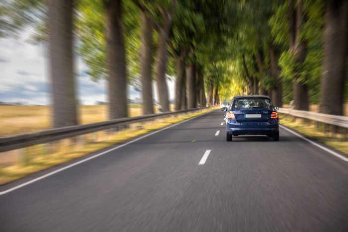 car country road forest tunnel effect driving through nature
