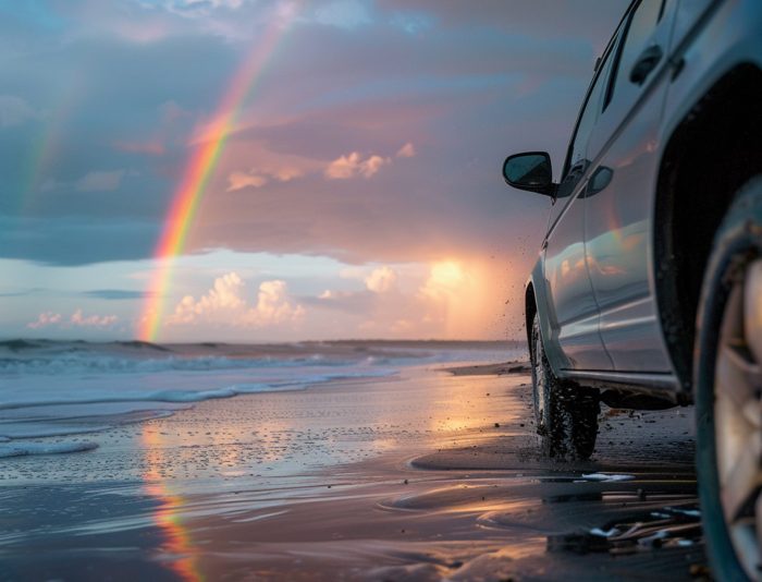 beautiful landscape with rainbow beach 1
